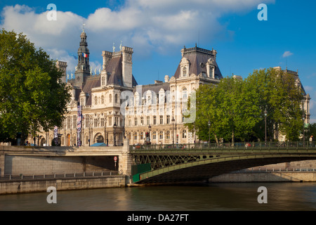 Hotel de Ville - Town Hall, along the banks of River Seine, Paris France Stock Photo