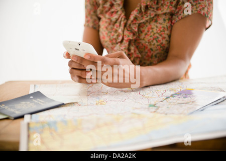 Woman planning trip Stock Photo