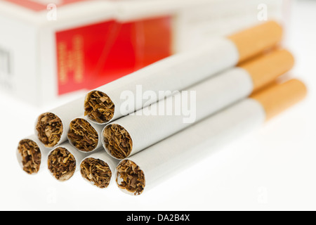 Cigarettes closeup on white ( tobacco cigarette, tobacco cigarettes ) - USA Stock Photo