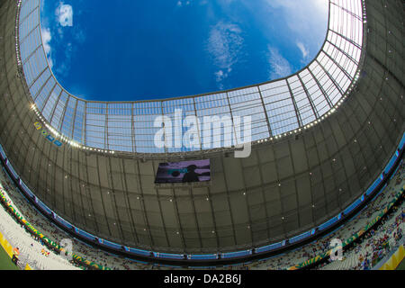 Estadio Castelao, JUNE 27, 2013 - Football / Soccer : A geral view of a camera that is used as part of the Hawk-Eye goal-line technology during the FIFA Confederations Cup Brazil 2013 Semi-final match between Spain 0(7-6)0 Italy at Estadio Castelao in Fortaleza, Brazil. (Photo by Maurizio Borsari/AFLO) Stock Photo