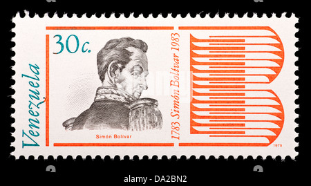 Postage stamp from Venezuela depicting Simon Bolivar, issued for the bicentennial of his birth. Stock Photo