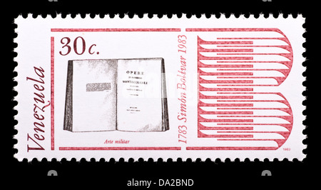 Postage stamp from Venezuela depicting the title page of 'Opere de Raimondo Montecuccoli' Stock Photo