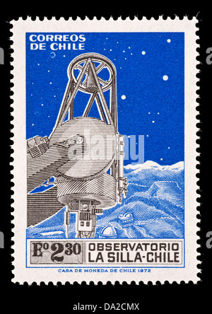 Postage stamp from Chile depicting the observatory at Silla. Stock Photo
