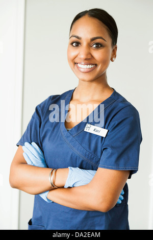 Portrait of smiling female nurse Stock Photo