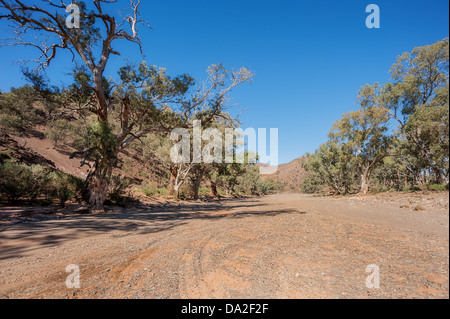 A dusty dirt outback road in South Australia's ruggedly beautiful Flinders Ranges. Stock Photo