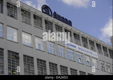 Skoda Electric, a subsidiary of Skoda Transportation, signed two major contracts for 130 trolley buses for 1.8 billion crowns. The Bulgarian capital Sofia will buy 50 buses for nearly 700 million crowns. Bratislava will buy 80 buses for 1.1 billion crowns. Pictured the plant in Pilsen Doudlevce, Czech Republic, July 1, 2013. (CTK Photo/Petr Eret) Stock Photo