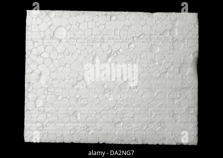 A piece of polystyrene foam isolated on black background Stock Photo