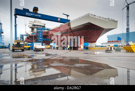 The British aircraft carrier HMS Queen Elizabeth during her construction at Rosyth in Scotland Stock Photo