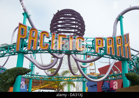 Pacific Park amusement park on Santa Monica pier, USA. Stock Photo