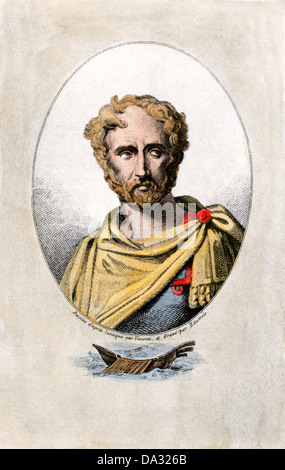 Ancient Roman naturalist Pliny the Elder. Hand-colored halftone Stock Photo