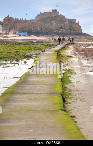 low tide at Elizabeth Castle, St Helier, Jersey, United Kingdom Stock Photo