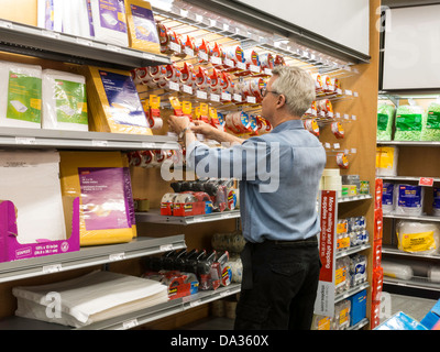 Man Shopping in Staples Store, NYC Stock Photo