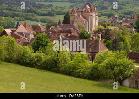 Ninth century village of Curemonte in Correze Limousin Stock Photo