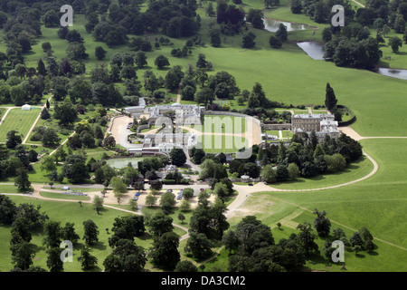 aerial view of Woburn Abbey, home of the Duke of Bedford Stock Photo