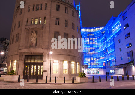 Broadcast media. The newly refurbished BBC Broadcasting House was officially opened by Her Majesty the Queen on 7th June 2013. London. England. UK. Stock Photo