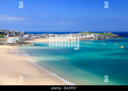 View overlooking Porthminster Beach St Ives Cornwall England UK Stock Photo