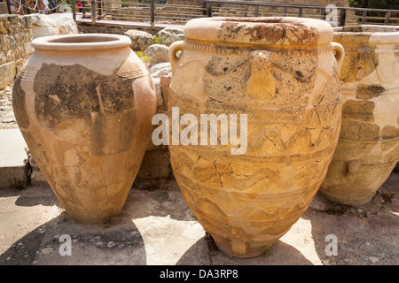 Pithoi, large storage jars, Knossos Palace, Knossos, Crete, Greece Stock Photo