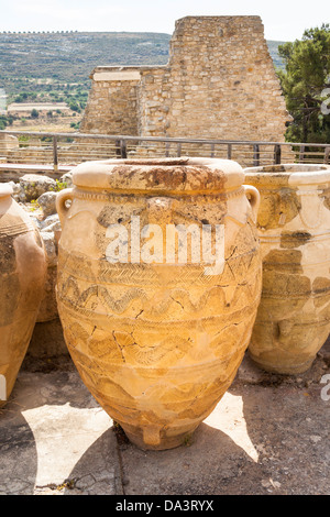 Pithoi, large storage jars, Knossos Palace, Knossos, Crete, Greece Stock Photo