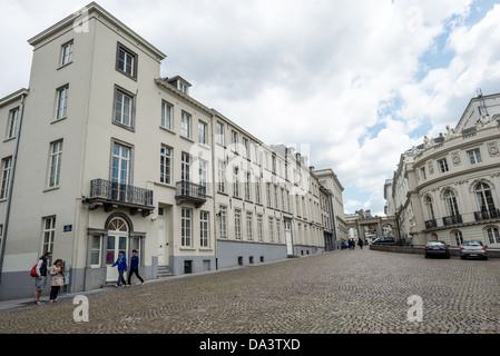 The back of the Fine Arts Museum in Brussels, Belgium, with its cobblestone streets. Stock Photo