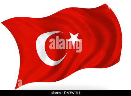 Turkish flag, isolated Stock Photo