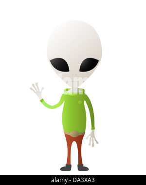 Cute alien character figure over white Stock Photo