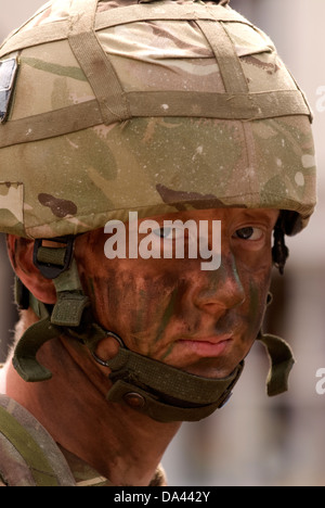 19 year old soldier wearing Multi-Terrain Pattern kit (MTP), Alton, Hampshire, UK. Stock Photo