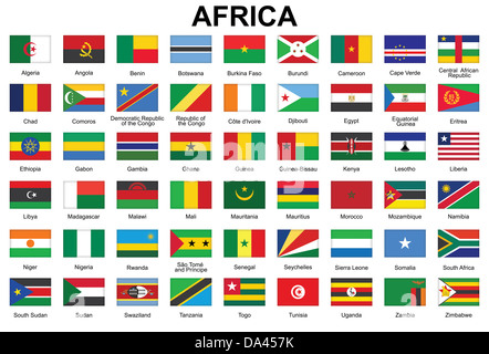 set of buttons with flags of Africa Stock Photo