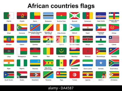 set of African countries flag buttons with rounded corners Stock Photo