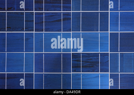 View of polycrystalline photovoltaic cells in a solar panel Stock Photo