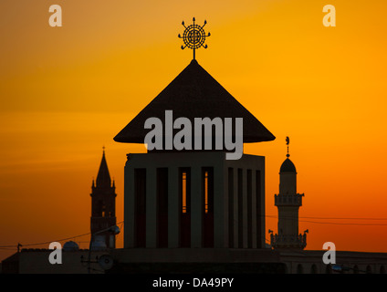 Sunset Over Enda Mariam Orthodox Cathedral, Asmara Eritrea Stock Photo