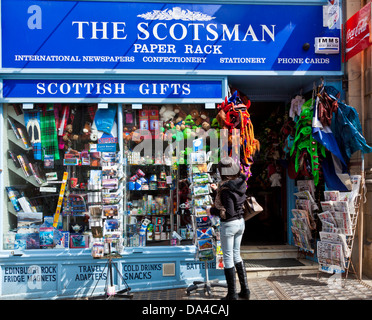 The scotsman newsagents selling world press international and foreign newspapers city centre Edinburgh Scotland UK GB EU Europe Stock Photo