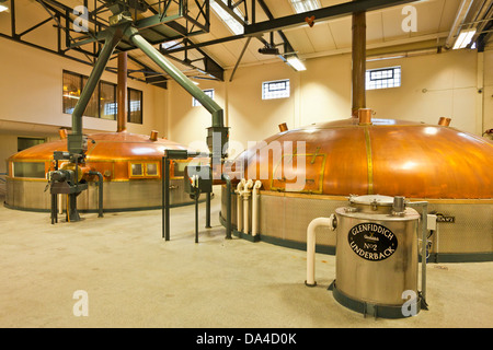 Copper mashtuns at Glenfiddich whisky distillery Dufftown Speyside Scotland UK GB EU Europe Stock Photo