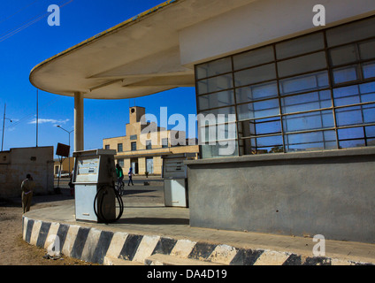 Old Colonial Italian Gas Station, Dekemhare, Eritrea Stock Photo