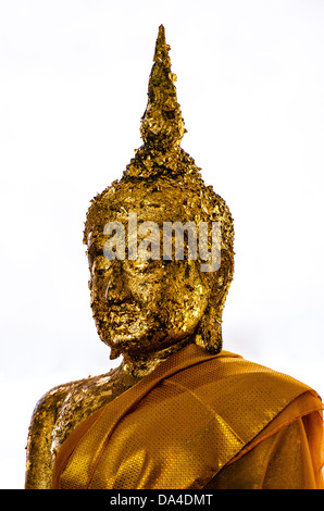 Image of Buddha in temple of Thailand, this one have the faith from many people by stick the gold leaf at all of this one. Stock Photo