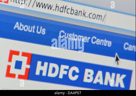 Close up of the HDFC Bank logo as seen on its website. (Editorial use only: print, TV, e-book and editorial website).
