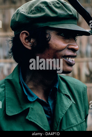 A Khmer Rouge solder in uniform at Site 8, a refugee camp run by the Khmer Rouge on the Thai-Cambodian border. Stock Photo