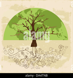 Colorful art tree with roots isolated on white background Stock Photo ...