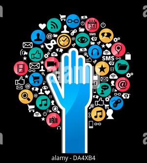 Internet technology concept hand tree icons set. Vector illustration ...