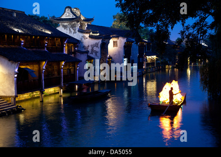 China, Wuzhen, Xizha Scenic Zone, Xishi River Scene. Stock Photo