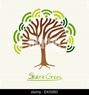 Save the Earth tree idea with share icon set. This illustration is layered for easy manipulation and custom coloring Stock Photo