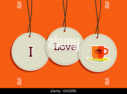 Coffee love hanging labels symbols. Vector file layered for easy manipulation and custom coloring. Stock Photo