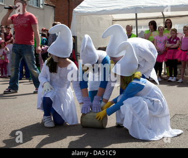 Cheese rolling in village of Stilton Stock Photo