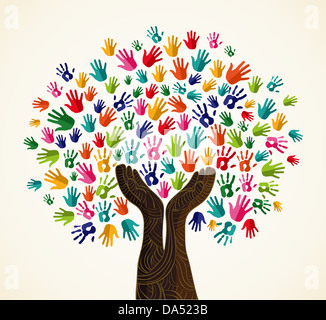 Colorful multi-cultural integration concept tree set. Vector file layered for easy manipulation and custom coloring. Stock Photo