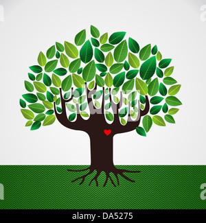 Go green leaf heart love tree design. Vector file layered for easy manipulation and custom coloring.  Stock Photo