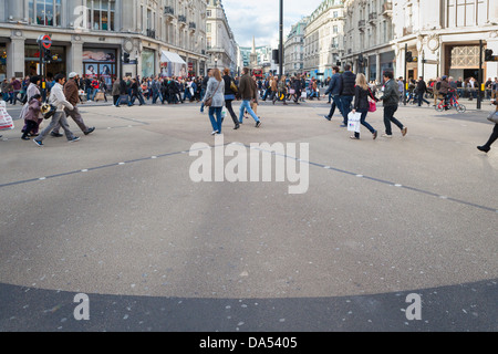 New diagonal pedestrian crossing at Oxford Circus, London, UK