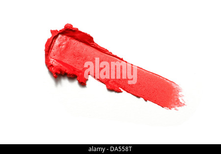 red lip gloss sweep cut out onto a white background Stock Photo