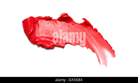 red lip gloss sweep cut out onto a white background Stock Photo