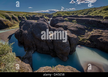 Rock formations in a narrow gorge in mountain ranges of Baetic System ...