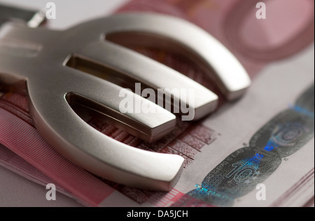 ten euro notes in euro money clip Stock Photo