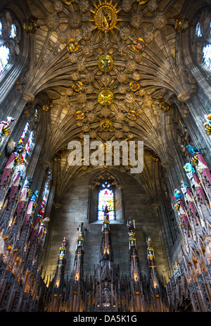 Europe Great Britain, Scotland, Edinburgh, St. Giles cathedral interior, the Thistle chapel. Stock Photo